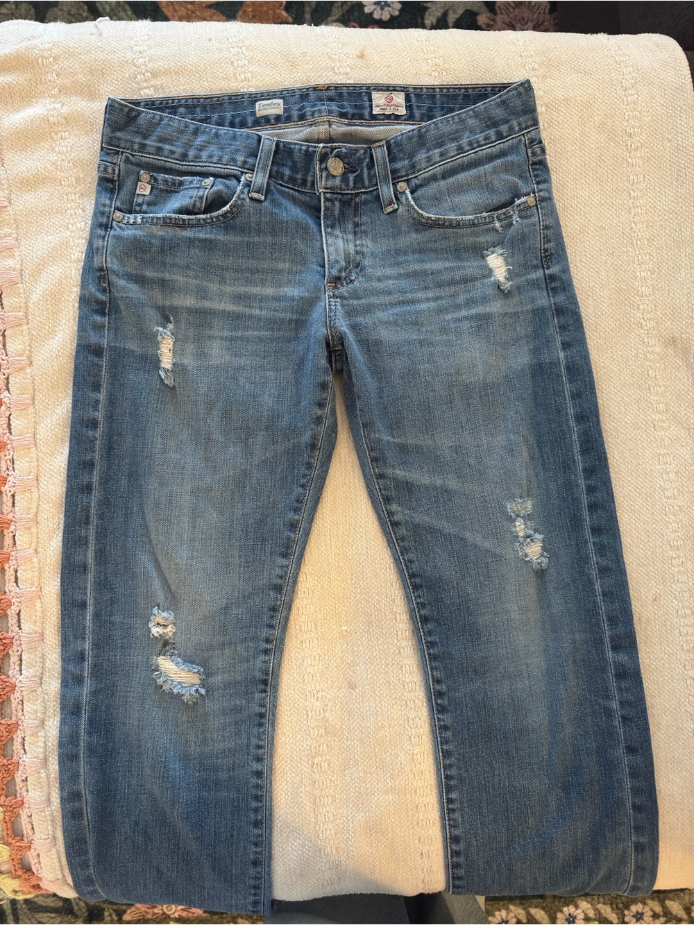 Distressed Women's Blue Jeans